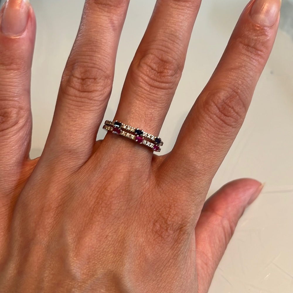 Both 18k GHM sapphire and ruby diamond bands size 6. Stamped Each